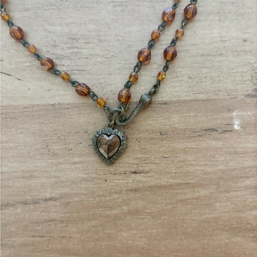 Vintage Amber Heart Necklace - Picture 2 of 4